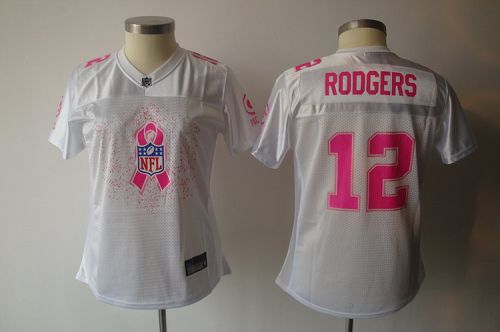 Packers #12 Aaron Rodgers White 2011 Breast Cancer Awareness Stitched NFL Jersey - Click Image to Close